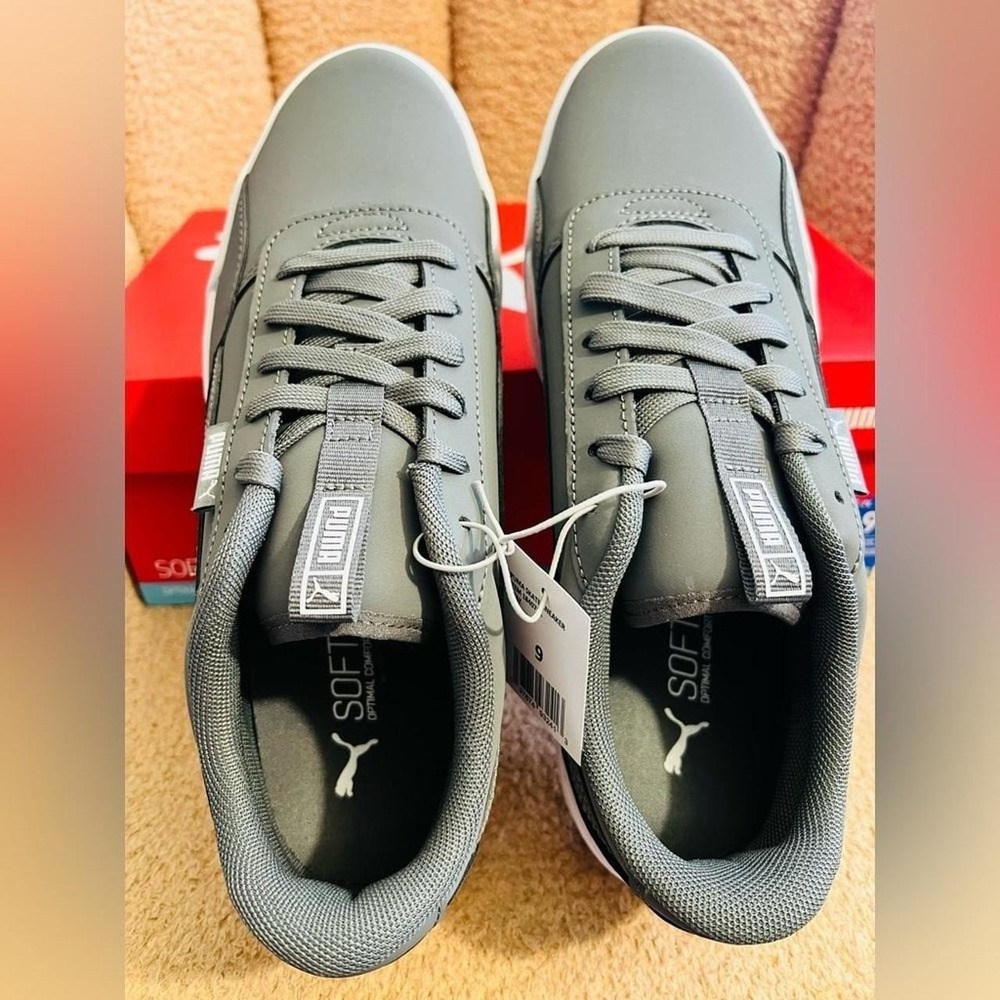 NIB PUMA Men's Gray Court Skate Sneakers Lace-Up Shoes Size 9
